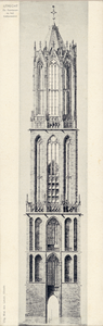 3166 Afbeelding van de westzijde van de Domtoren te Utrecht.N.B. De afbeelding dateert uit het begin van de 20ste eeuw ...